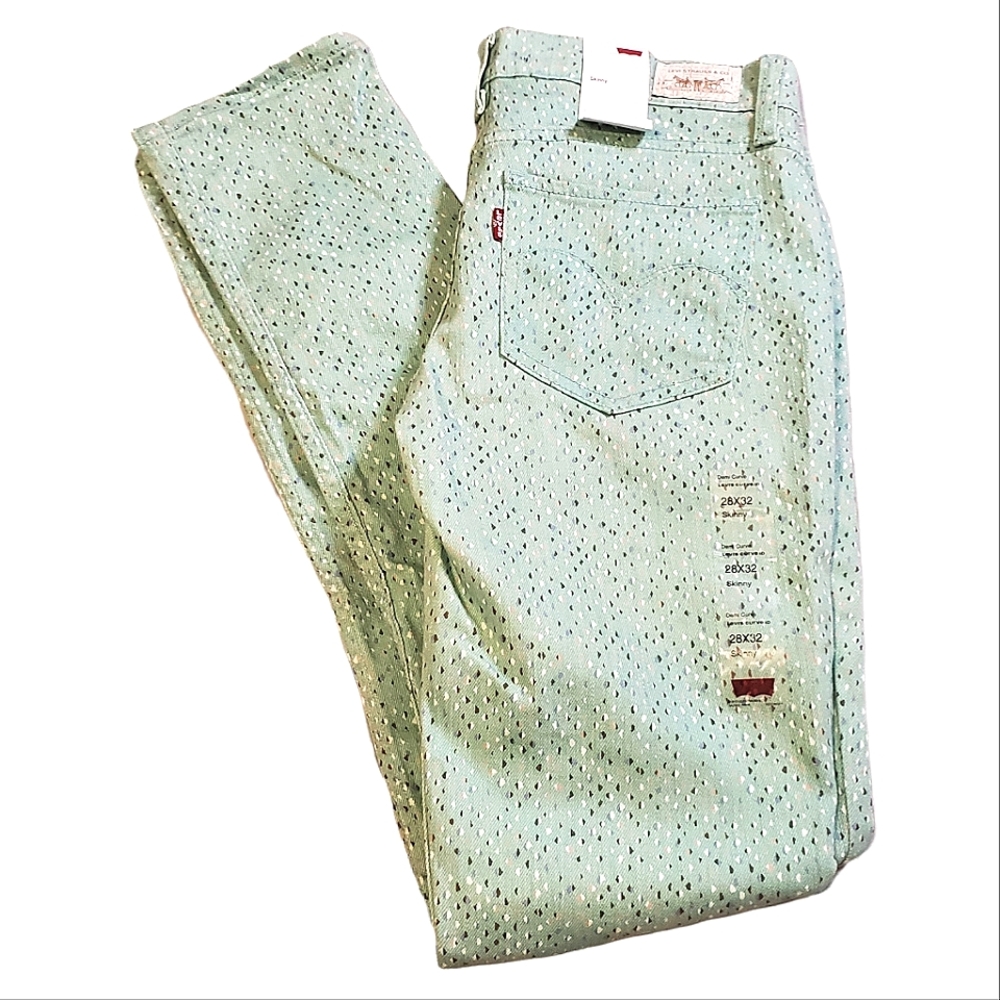 LEVI'S | Women's mint green micro-dot 524 Too Superlow jeans. Size 28×32. NWT.